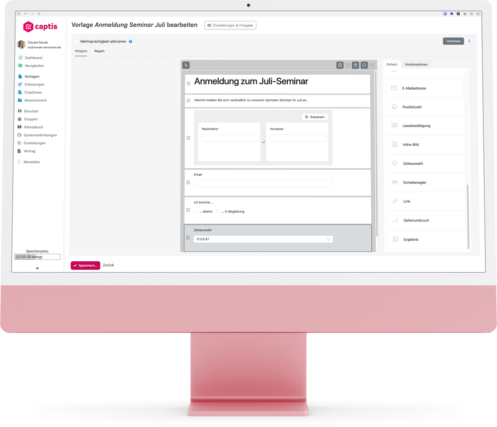 Mockup von captis